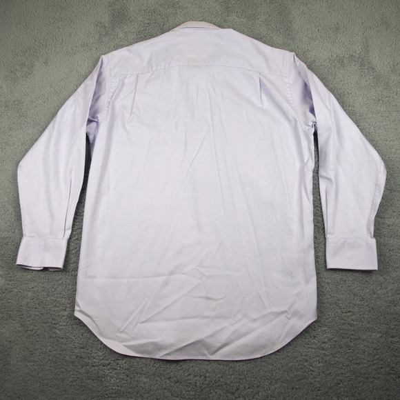 David Donahue Dress Shirt Mens 16.5 34 Trim Fit Purple Check Button Up Work - Picture 2 of 10